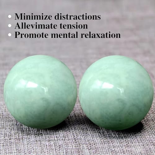 Traditional Chinese Baoding Balls, Marble Health Exercise Stress Relief Balls, Green, 2-Piece Set (Green, Medium-1.57")