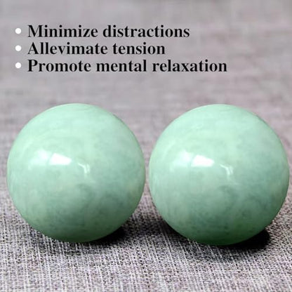Traditional Chinese Baoding Balls, Marble Health Exercise Stress Relief Balls, Green, 2-Piece Set (Green, Medium-1.57")