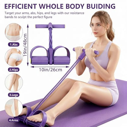 6 Tube Pedal Resistance Band Device, Foot Pedal Resistance Band with Handle, Multifunction Pilates Bar Kit Exercise Accessories Home Workout Equipment for Women Gym Arm Waist Leg Training