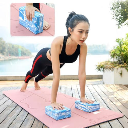Yoga Blocks 2 Pack, Lightweight Premium EVA Foam Yoga Blocks, Non Slip Supportive Foam Blocks for Yogi, Pilates, Stretching and Meditation, Women Men Yogi Beginners Accessories - color: Black White