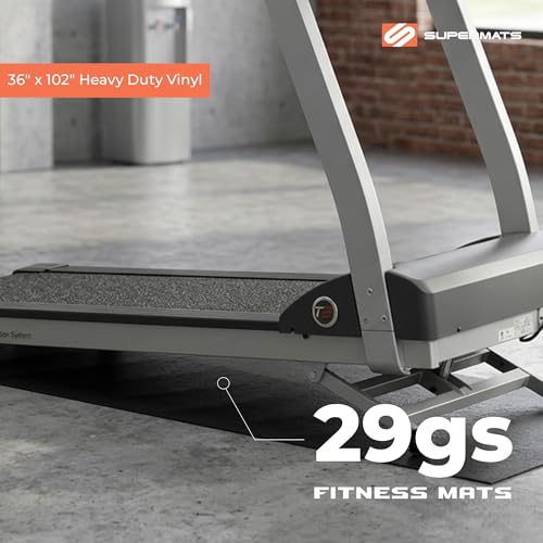 SuperMats High Density Commercial Grade Solid Equipment Mat 29GS Made in U.S.A. for Large Treadmills Ellipticals Rowers Water Rowing Machines Recumbent Bikes and Exercise Equipment (3-Feet x 8.5-Feet) (36" x 102") (91.4 cm x 259.1 cm),Black