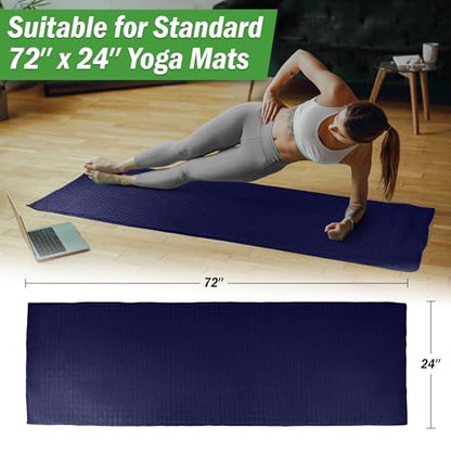 Yoga Mat Towel and Gym Towel Set - 2-Piece Non Slip Set for Hot Yoga, Pilates, and Gym - 72” x 24” Sweat Absorbent and Quick Drying Blanket with Corner Pockets for Mats by Wakeman (Navy)