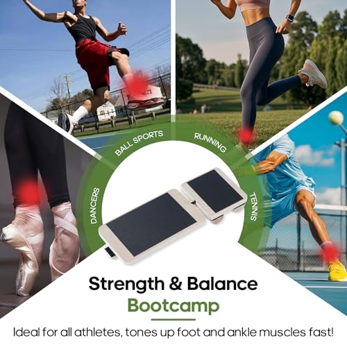 Ankle Balance Board & Sidekick Axis Board, 11.4" Portable | Ankle Strengthener & Trainer, Adjustable Foot Strengthener, Mobility, Stability & Sports Recovery, Durable Birch Wood