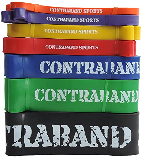 Contraband Sports 7419 41in Loop Elastic Resistance Bands, Weight Lifting Bands, Powerlifting Bands, Pullup Assistance Bands, and Yoga Stretch Bands - Perfect for Gym, Home, or Travel