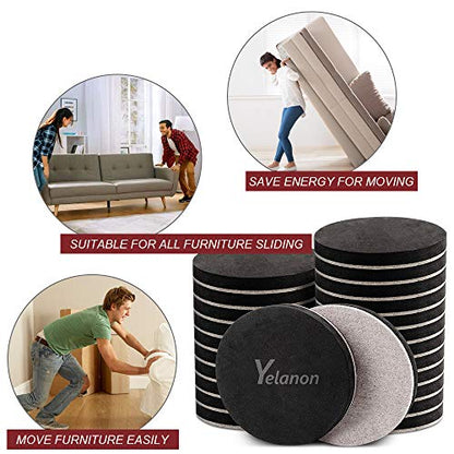 Felt Furniture Sliders, 20pcs-3 1/2” Furniture Sliders for Carpet, Furniture Pads Hardwoods Floors, Heavy Furniture Movers Sliders, Reusable Moving Pads, Floor Protectors for Carpet
