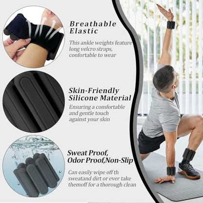 Adjustable Ankle Weights for Women & Wrist Weights Set of 2 (1LB Each) - Durable Weight for Men, Perfect for Home Fitness, Gym Workout, Yoga & Walking - Ideal for Daily Strength Training