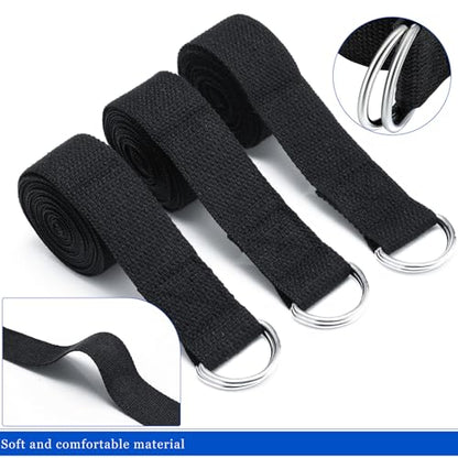 Yoga Strap Stretching Pilates Exercise Adjustable Straps 6 ft Non Elastic Yoga Belt with Adjustable D Ring Buckle for Pilates Gym Workouts Fitness