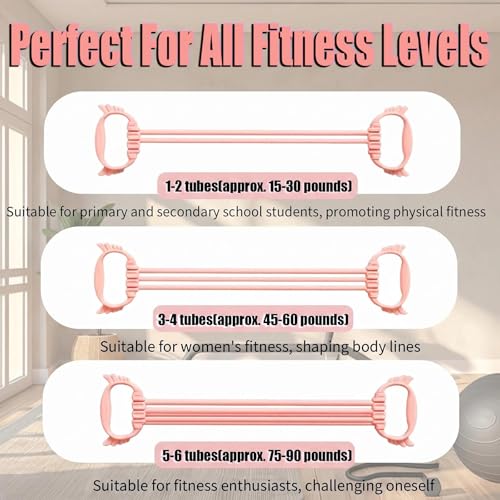 Figure 8 Resistance Bands with Handles, 6 Tube Adjustable Resistance Bands for Arms Back Exercise, Arm Bands for Workout, Strength Training & Full Body Fitness