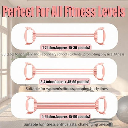 Figure 8 Resistance Bands with Handles, 6 Tube Adjustable Resistance Bands for Arms Back Exercise, Arm Bands for Workout, Strength Training & Full Body Fitness