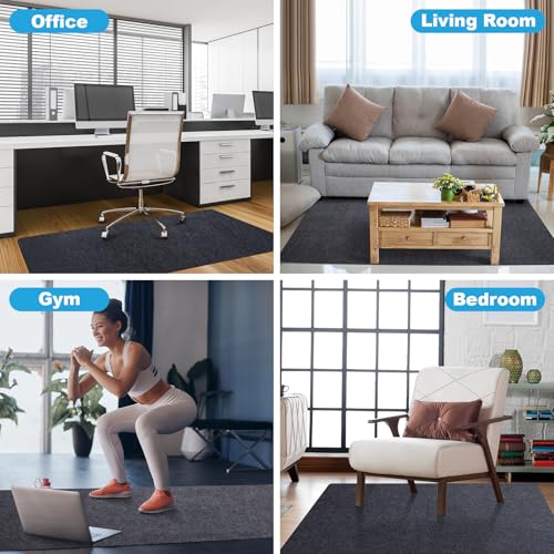 Office Chair Mat for Hardwood Floors - 55"x35" Anti-Slip Large Computer Gaming Chair Mat - for Office Home Gym Wood and Tile Floor, Easy Clean Floor Protection Office Rug - Dark Grey