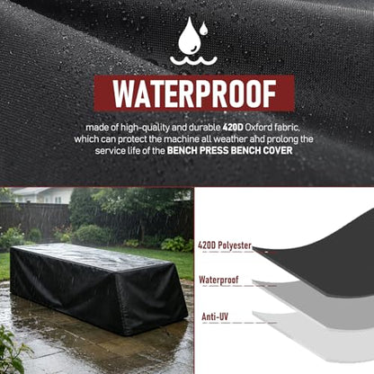 Weight Bench Cover Waterproof Heavy Duty Exercise Workout Bench Cover, Home Gym All-Weather Protective Covers Fit for Sit-up Board Flat Lifting Benches and Fitness Equipment - size: 52'' L x 60'' W x 21'' H