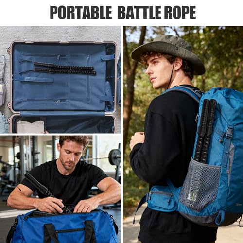 2PCS Weighted Ropeless Battle Rope, Professional Portable Durable Exercise Rope Cordless for HIIT Workouts, Cardio & Muscle Training, Low-Impact Cardio Training, Home Gym Equipment