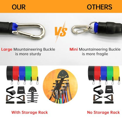 Resistance Bands Set with Gym Storage Rack for Working Out, Fitness Exercise Bands,Workout Bands,Strength Bands,Weight Bands,Training Bands,Dopa Bands,Elastic Resistance Tubes with Handles