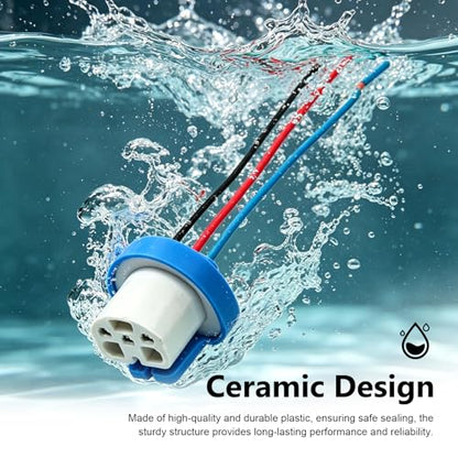 2 PCS Car 9007 Fog Light Socket Wire Harness Connector, High-Temperature Resistant 9007 9004 HB1 HB5 Wiring Harness, 3 Pin Ceramic Pure Copper Connector Plug, for Most Cars (Blue)