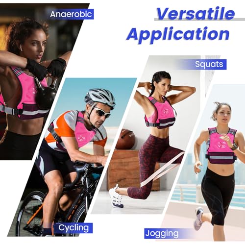 Adjustable Weighted Vest for Women Men 4-10lb/11-20lb/20-32lb Vest with 6 Ironsand Weights Body Weight Vest with Reflective Strip for Running Walking Strength Training Workouts