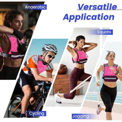 Adjustable Weighted Vest for Women Men 4-10lb/11-20lb/20-32lb Vest with 6 Ironsand Weights Body Weight Vest with Reflective Strip for Running Walking Strength Training Workouts