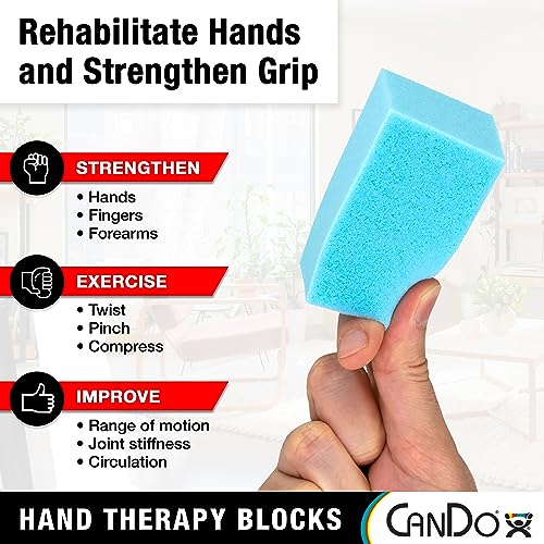 CanDo Hand Therapy Blocks - Extra-Soft Through Firm), Pack of 12 - Grip Strengthening Foam Hand Exercise Tools for Physical Therapy, Arthritis, Carpal Tunnel, Stress Relief, Anxiety - color: Multi (Extra-Soft Through Firm), size: Pack of 12