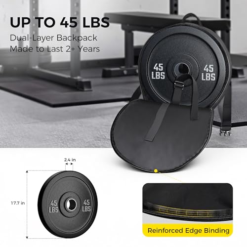 Weighted Strength Training Backpack – Adjustable Weight Plate Bag for Calisthenics, Pull-Ups, Squats & Core Workouts – Fits 17.7" Gym Plates – Metal Buckle Straps & Reinforced Stitching