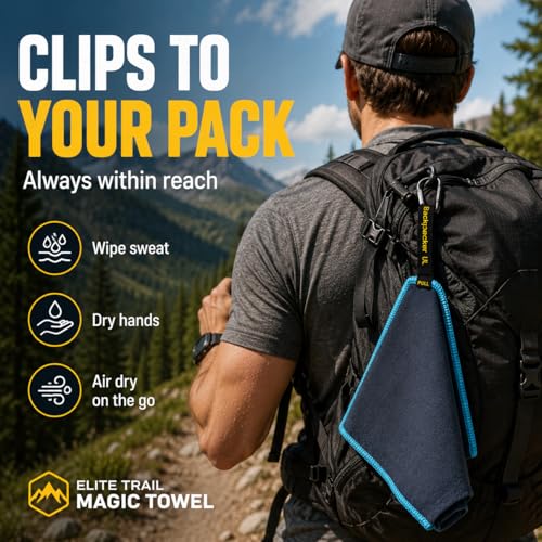 Elite Trail Magic Backpacking Ultralight Quick Dry Microfiber Soft Fast Drying Hand and Face Towel Wash Cloth Camping Yoga Hiking Active Lifestyle Small
