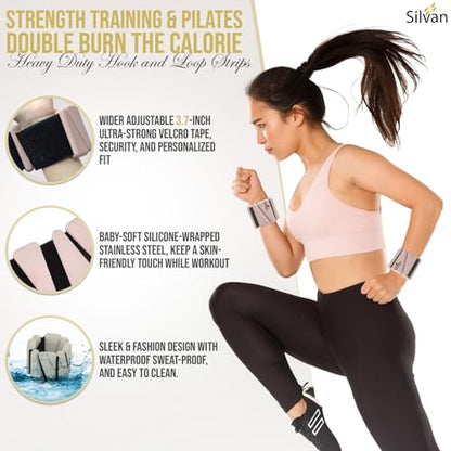 Adjustable Wrist & Ankle Weights for Women & Men, 2 Pieces, 1 lb Each (2 lbs Total), Weighted Bangles for Walking, Running, Yoga, Pilates, Barre, Cardio & Home Workouts