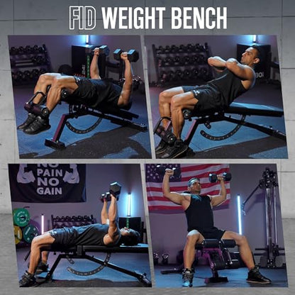 Mikolo 1200LB Weight Bench, Adjustable Workout Bench with Detachable Leg Support, Vertical Storage Space-Saving Exercise Bench for Home Gym, Incline Flat Decline Sit Up Bench for Full Body Fitness