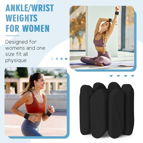 Wrist Weights, 2Pack Wearable Wrist Ankle Weights for Women and Men, Adjustable Silicone Arm and Leg Wrist Bracelets for Walking, Yoga, Pilates and Gym, 2lb - color: Black