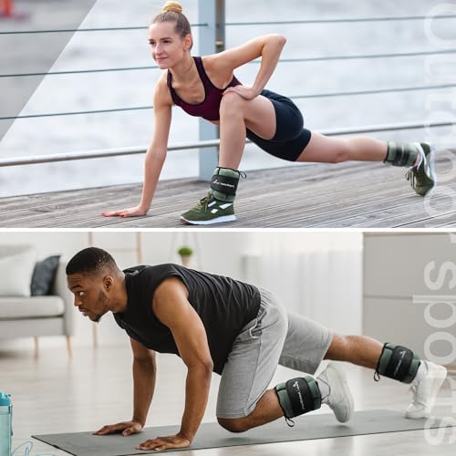 Sportneer 20lbs/Pair Adjustable Ankle Weights for Women & Men - color: Olive