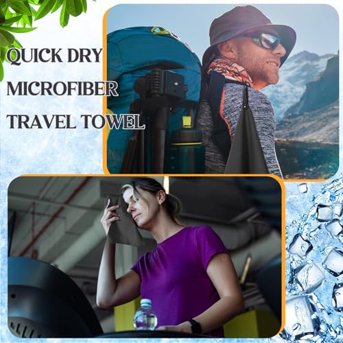 10 Pcs Quick Dry Microfiber Camping Towels 25x32 cm, Dark Gray - color: Dark Gray