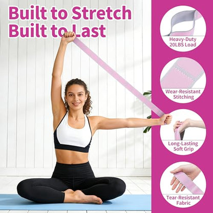 Stretch Strap, Yoga Stretching Band, Elastic Stretching Strap, Yoga Stretch Strap with 8 Loops, for Effective Stretching - color: Pink
