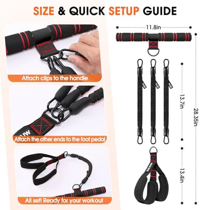 Upgraded Multifunction Pedal Resistance Band with Handle, Adjustable Foot Pedal Resistance Bands for Core, Arm, Legs, Body Strength, Portable Home Gym Workout Equipment for Men & Women