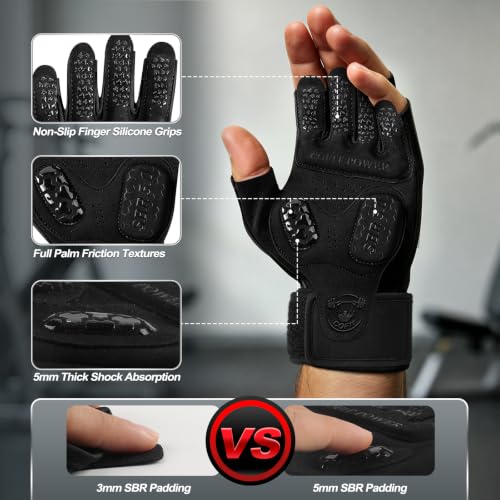 COFIT Padded Workout Gloves with Wrist Support, Gym Gloves for Men Women - size: Medium