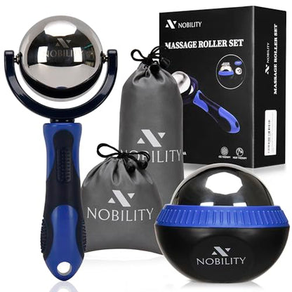 Nobility Massage Ball Roller– Ice Cold and Hot for Deep Tissue and Sore Muscle Relief of Stiffness and Stress, Body, Neck, Back, Foot, Plantar (Blue)