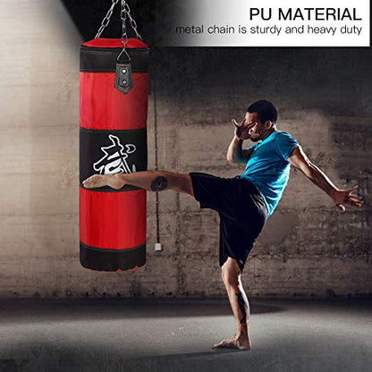 Bnineteenteam Heavy Punching Bag,Training Boxing Bag with Chain for Adults Men Women(Empty) - color: Red, size: 80cm