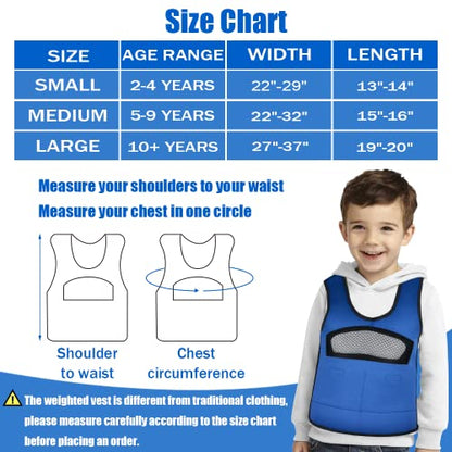 Weighted Vest for Kids Including 6 Removable Weights, (Small, Ages 2 to 5) - color: Navy Blue, size: Small