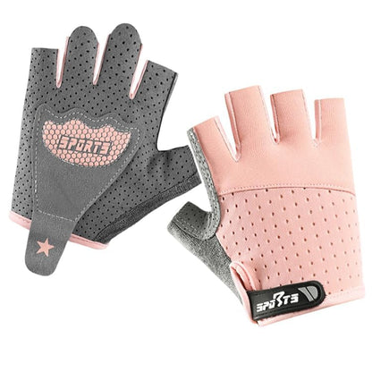 Kids-Fingerless-Cycling-Gloves Non-Slip Exercise Gloves for Youth Girls - color: Pink, size: Large