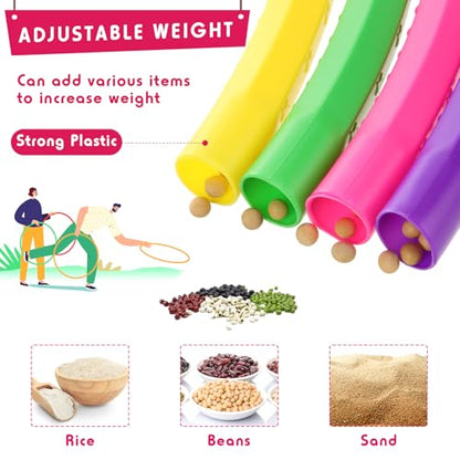 8 Pack Color Detachable Hoop Fitness Waist Exercise Ring Plastic Exercise Hoop Adjustable Weight Size Plastic Adult Party Supplies Game Sport Gymnastic