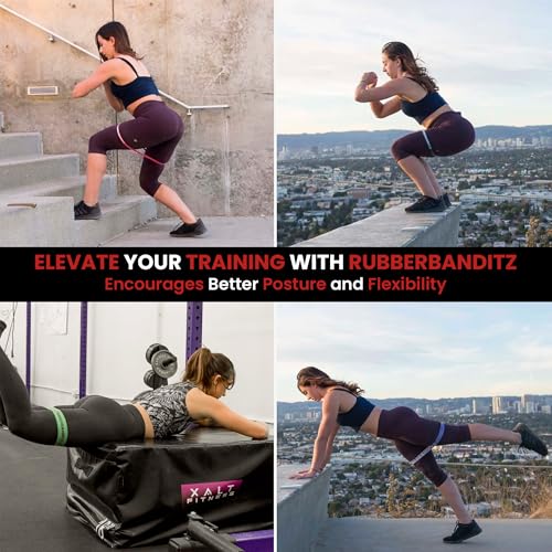 Rubberbanditz Extra Thick Booty Bands for Glutes & Legs, Mini Loop Engages HIPS, Thighs, Butt, Abs, Hip Resistance Bands for Working Out, Perfect Home Gym Equipment, Sizes 5-300 Lbs - Pack of 5