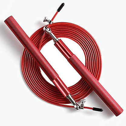 Speed Jump Rope - 360° Swivel Ball Bearing - Adjustable steel coated rope-Aluminum Anti Skipping Handle -Fitness Training Boxing Sports Exercises -Suitable for Kids and Adults - color: Red