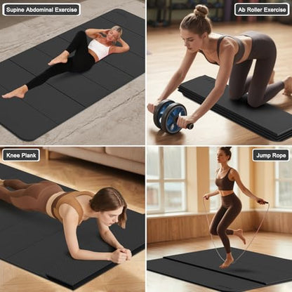 PAIDU Foldable Yoga Mat thick- 2/5" (10MM) TPE Non-Slip Design, Quick Fold，Easy Storage, 75x40 Extra Long/Wide for Indoor Yoga, Pilates and Outdoor Travel Workouts