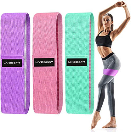 Non Slip Resistance Booty Bands, 3 Levels Fabric Workout Bands Exercise Bands Glute Bands Non Slip Hip Bands Booty Bands for Squat Glute Hip Training