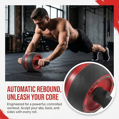 Ab Roller Wheel Fitness Roller with Automatic Rebound, Abs Abdominal Trainer for Home Workouts, Core Strength Exercise Equipment for Men and Women