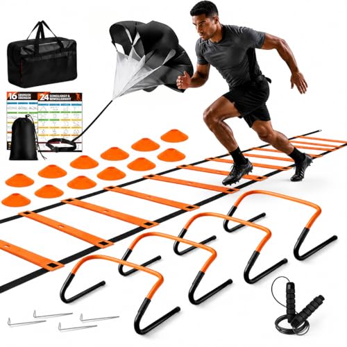 Multicolor Agility Ladder Set, Speed Agility Kit for Football Training, 12 Piece Speed Training Equipment for Kids, Full Training Set