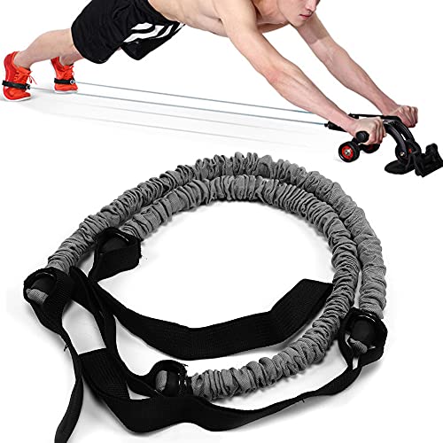 2pcs 19.7in Abdominal Wheel Elastic String fitness exercise bands,Ab Roller Ropes resistance rope exercise resistance bands,Ab Wheel Roller Straps Cloth cover Multifunction