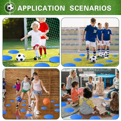 Poly Spot Markers 4 inch/9 inch Non-Slip Rubber Agility Training Markers Floor Dots Flat Field Cones for Football, Soccer, Basketball, School Exercise Drills, Dance Practice - style: 9 inch 12 Pcs Blue (TPE)