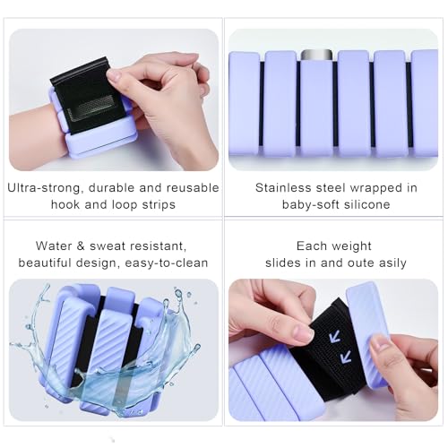 Wrist & Ankle Weights for Women, Wearable Strong Arm & Leg Weights Set of 2(1Lbs Each), Adjustable Ankle Weights for Walking, Yoga, Dance, Barre,Gym,Exercise,Pilates,Walking Running - color: Light Blue