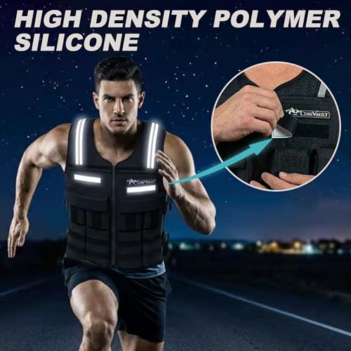 Adjustable Weighted Vest for Men Women (2-40LB), Soft Silicone Counterweight-providing a snug,comfortable fit,Removable & No-Bounce Design, Rucking, Running, Strength Training, Gym, with Reflective Strip - size: 2-30LB