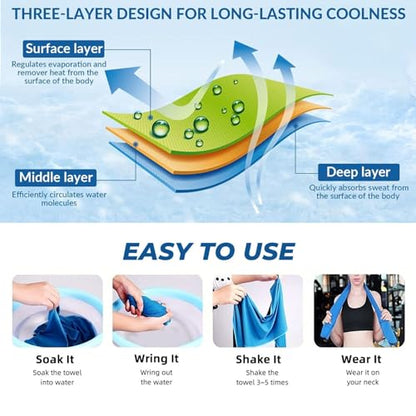 Custom 1-100 Pack Cold Exercise Towel, Personalized Design Photo Logo Soft Cooling Towel for Neck and Face Customized Instant Gym Towel Workout Towel for Yoga Golf Camping Running More Activities