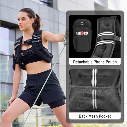 Weighted Vest for Men Women, No-Bounce 6LB 8LB 12LB 16LB 20LB 25LB 30LB Weights Vest with Adjustable Buckles & Reflective Stripes | Weight Vest for Walking Running Hiking Workout - color: 16lbs