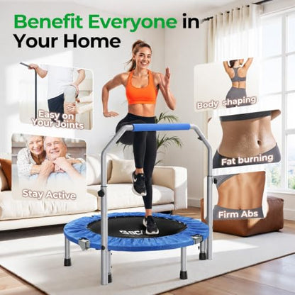 BCAN SP2 40/48" Foldable Mini Rebounder Trampoline for Adults |FED Fitness - color: Blue, size: 40-inch