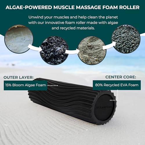 Tidal Roller - Black - Muscle Massage Foam Roller for Back Pain & Stretching - Firm and Ergonomic Wide Wave Textured - Yoga, Athletics, & Wellness - Full Size, 20" x 5" - color: Black